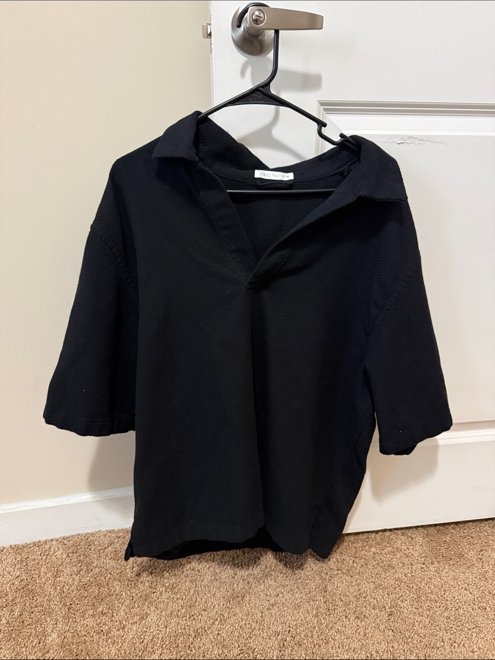 Navy Mens Collared Short-Sleeve Top